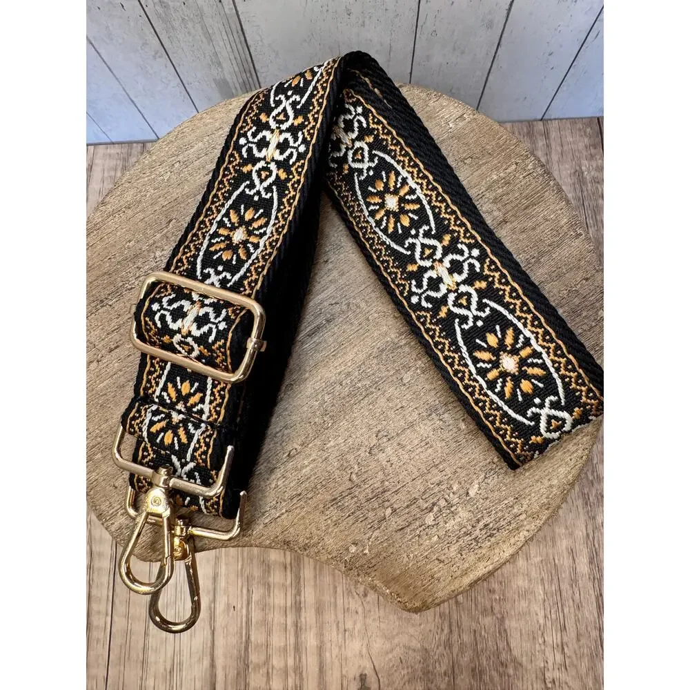 Autumn Purse Strap Black Brown Bag Strap Boho Crossbody Purse Strap